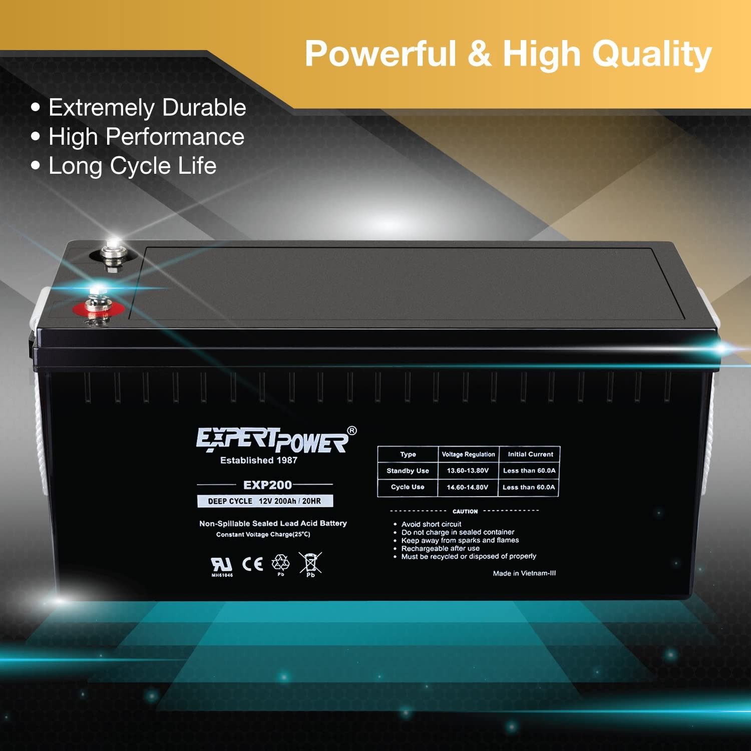 Agm Deep Cycle Battery - Akumulator AGM EXP200 12V 200Ah, głęboko