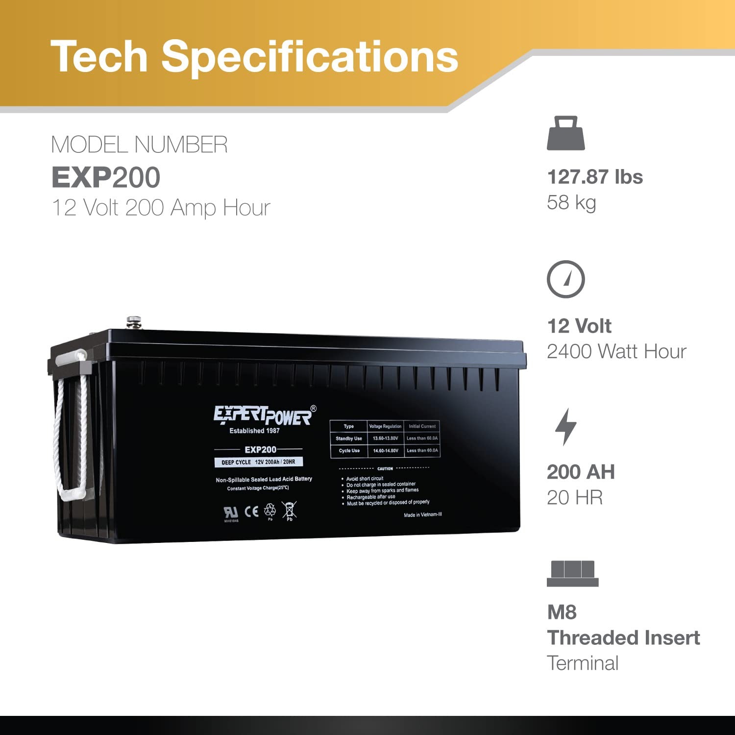 Akumulator AGM EXP200 12V 200A – Agm Deep Cycle Battery recenzja i cena